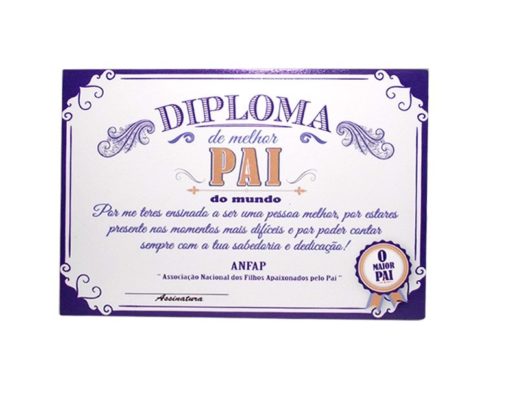 Diploma "Melhor Pai do Mundo" Azul e Laranja