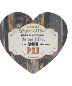Placa Pai Madeira "Alegria Maior" Coração