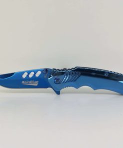 Navalha Albainox 6.8cm Mini Cromada Azul