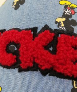 Boné Mickey Azul c Letras em Lã Vermelhas