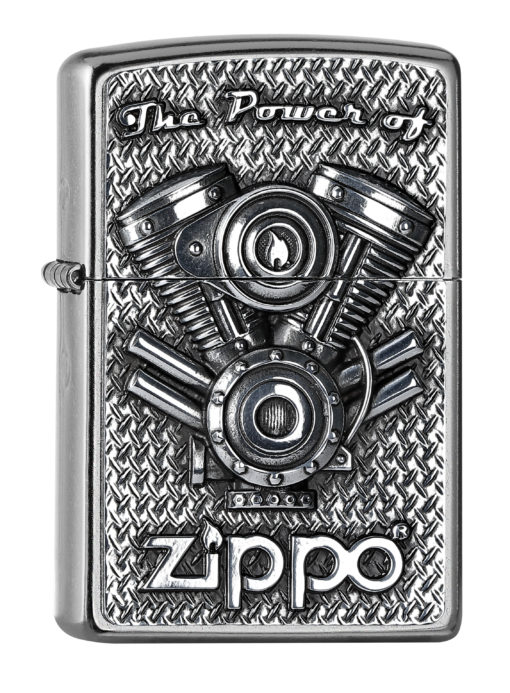 Isqueiro Zippo Metal 3D com Motor "The Power Of"