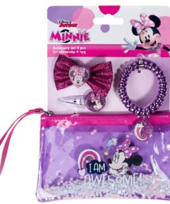Conjunto Minnie de Acessórios de Beleza Com Bolsinha 4 Peças