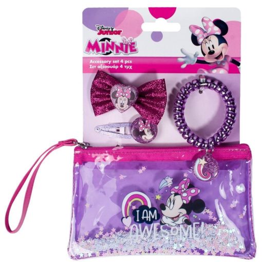 Conjunto Minnie de Acessórios de Beleza Com Bolsinha 4 Peças