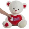 Peluche Urso Branco c/ Coração e Luz "Love" 32 cm