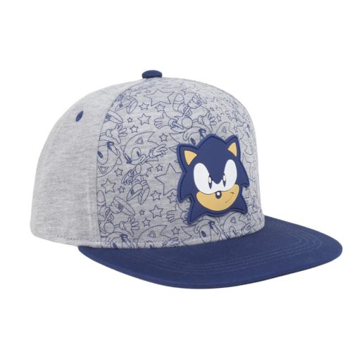 Boné CAP Sonic Cinzento com Desenhos e Pala Azul (56cm) - Sonic