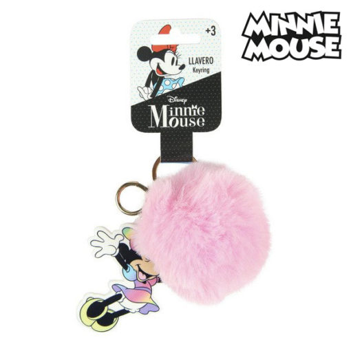 Porta Chaves Pompom Minnie Rosa com Figura - Minnie