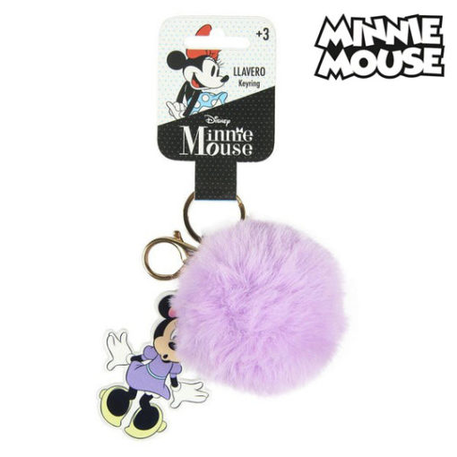 Porta Chaves Pompom Minnie Roxo com Figura - Minnie