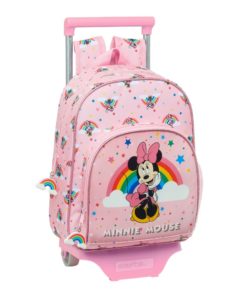 Trolley com Mochila Infantil 28cm Rainbow - Minnie