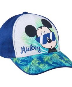 Boné Mickey Azul Escuro e Cinza com Folhas e Óculos