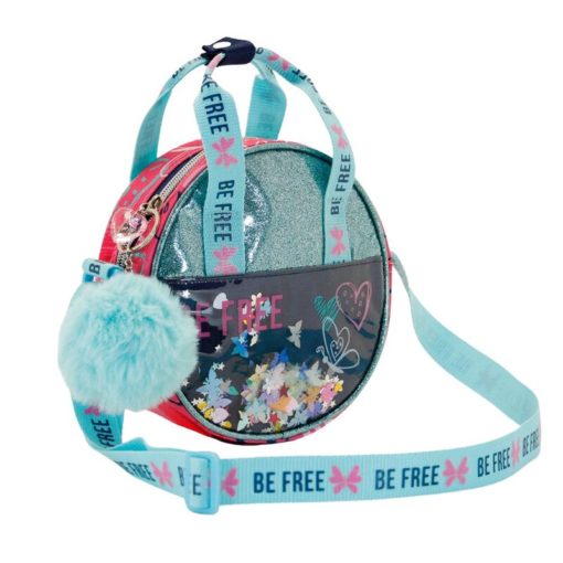 Bolsa Redonda Azul e Rosa "Be Free" - Oh My Pop