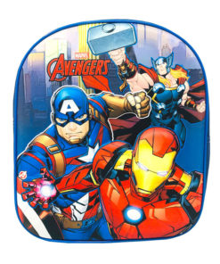 Mochila Infantil Cor Azul c/ Homem de Ferro e Capitão América em 3D - Avengers