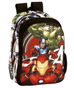 Mochila Escolar Preta com 3 Persinagens Comic - Avengers