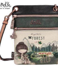 Bolsa Tiracolo Plana com 3 Fechos Floresta 