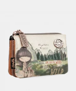Porta moedas Pequeno c 1 Fecho de 3 Compartimentos Floresta Canada - Anekke