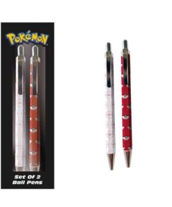 Conjunto de Esferográficas Branca e Vermelha Pokemon c/ Pokebolas em caixa - Pokémon