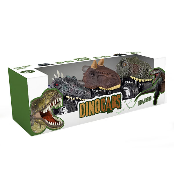 Conjunto 3 Mini Carros Dinossauro Dinocars (2) - EKids