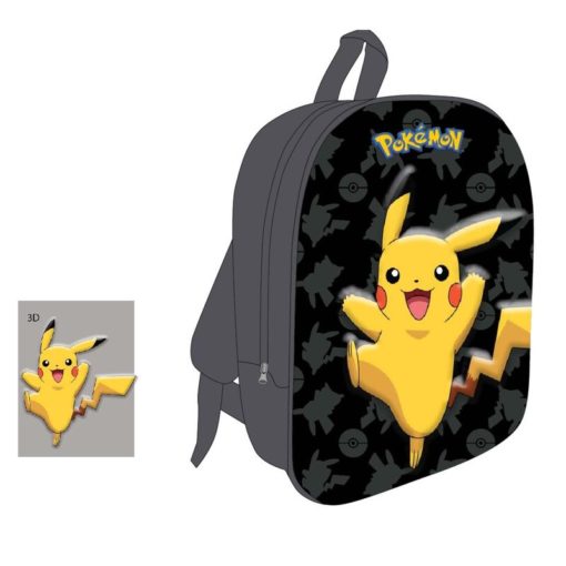 Mochila Escolar 3D Preta Pikachu 40cm - Pokémon