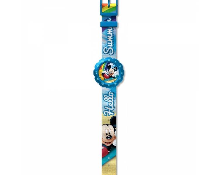 Relógio Analógico Azul c/ Bracelete de Tecido "Hello Summer" - Mickey