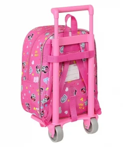 Mochila de Infantário c/ Trolley Rosa 28cm 