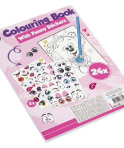 Livro Para Colorir A4 24 Folhas + Stickers Em Rosa - Colouring