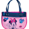 Mala de Mão Rosa e Azul Escuro c/ Flores 22x18cm - Minnie