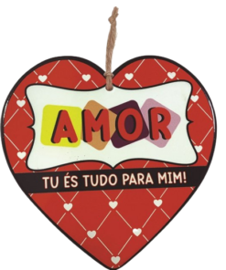 Placa Em Ceramica Coração "Amor Tu És Tudo Para Mim"
