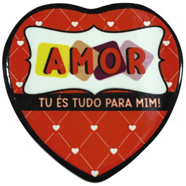 Magnético Em Ceramica Coração "Amor Tu És Tudo Para Mim!"