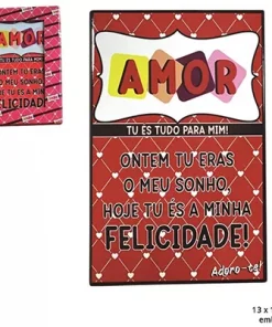 Placa Em Ceramica "Amor Tu És Tudo Para Mim" 13x19cm
