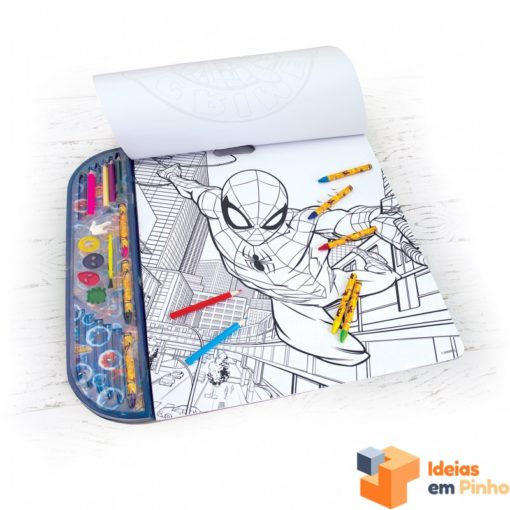 Bloco Gigante Para Colorir com Autocolantes. Lápis e Tintas - Spiderman