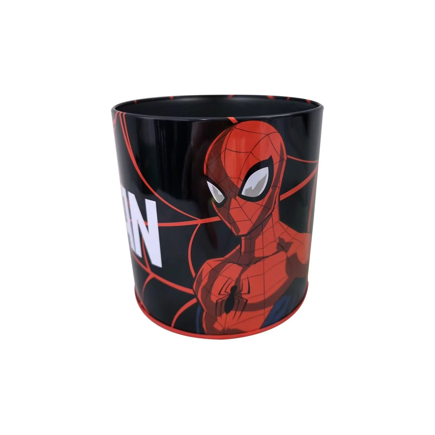 Copo Metálico para Secretária Preto c/ Teia Vermelha - Spiderman