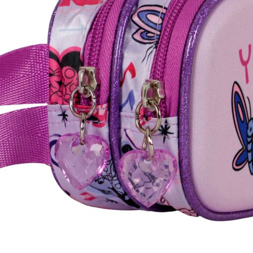 Estojo Oval Duplo Roxo 3D "Butterflies" - Minnie