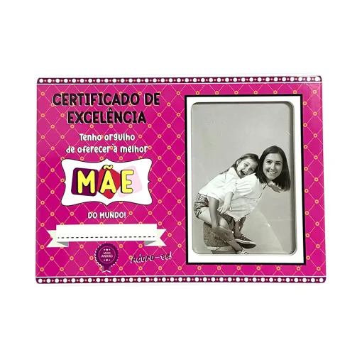 Certificado de Cerâmica Rosa com Foto "És Tudo Para Mim" - Mãe