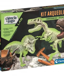 Ciência e Jogo - Kit Arqueologia, Tiranossauro Rex + Triceratops - Clemento