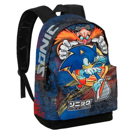 Mochila Escolar com Bolsa Frontal e Bolinhas "Checkpoint" - Sonic