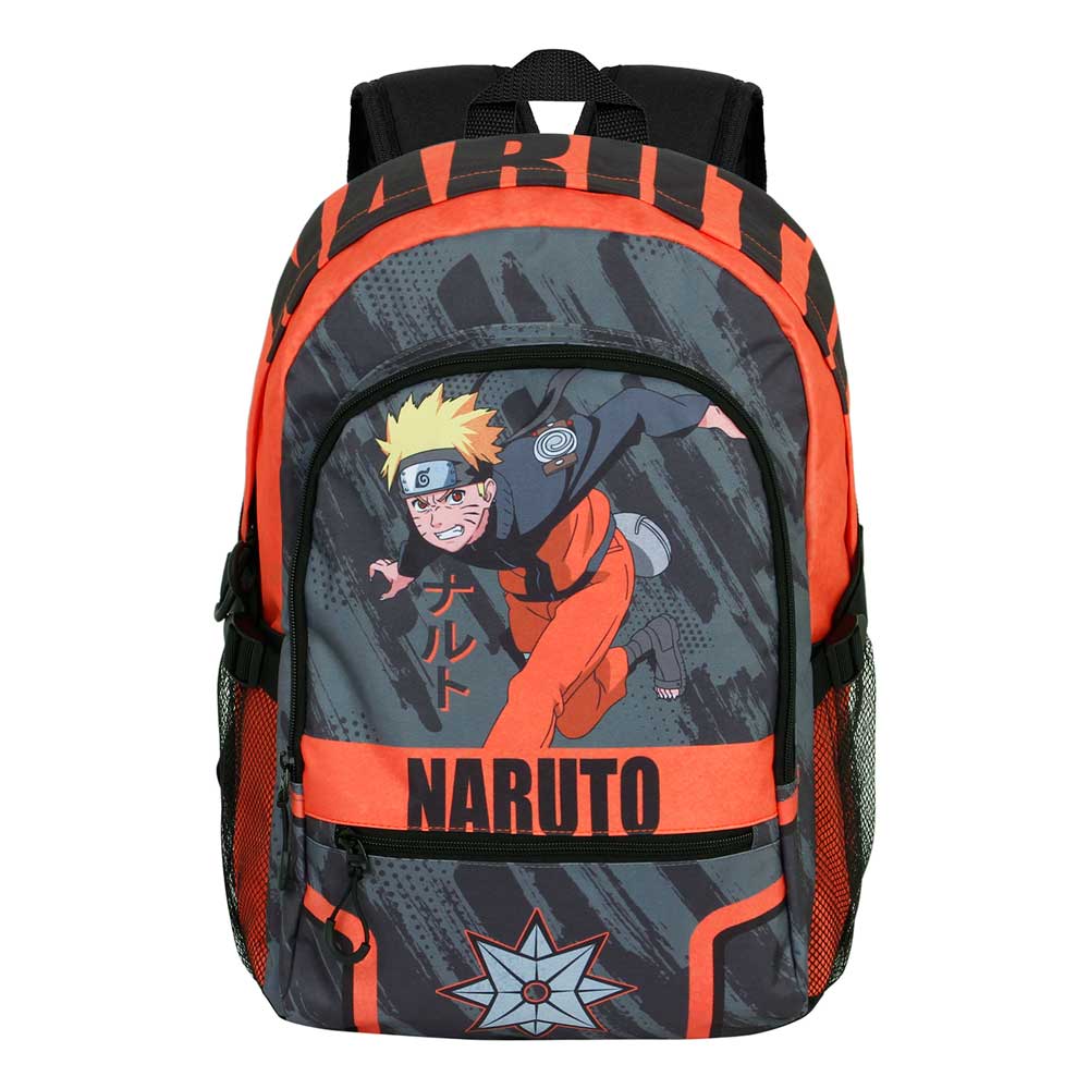 Mochila Escolar Preta e Laranja Shuriken - Naruto