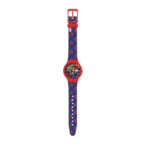 Relógio Analógico Vermelho e Azul em Caixa Plastica - Avengers