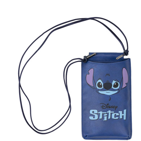 Bolsa Porta-Telemóvel Azul com Alça e Porta Cartões - Lilo & Stitch