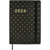 Agenda com Elástico A5 Preta e Dourada Vista Semanal "Dotts" 2024