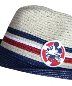 Chapéu de Palha com Pala Azul e Riscas (54) - Mickey