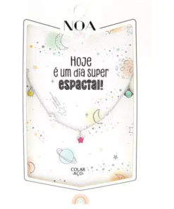 Colar Universo Aço Prateado "Hoje É Um Dia Espacial" - Lovely Story