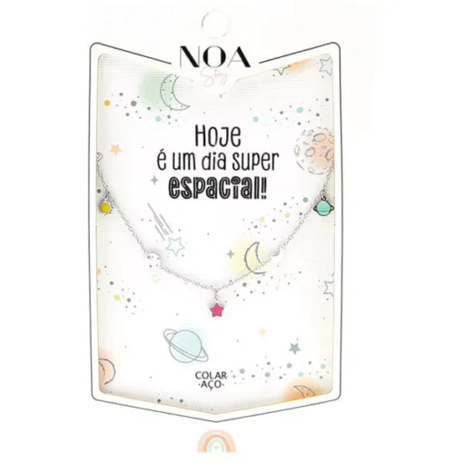 Colar Universo Aço Prateado "Hoje É Um Dia Espacial" - Lovely Story