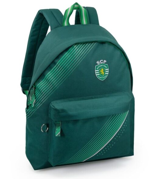 Mochila Escolar 43cm Bolso Frontal e Riscas "Sporting Clube de Portugal" - SCP