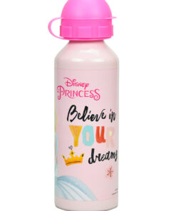 Cantil de Alumínio Rosa C/ Tampa Roxa 520ml 3 Personagens - Princesas