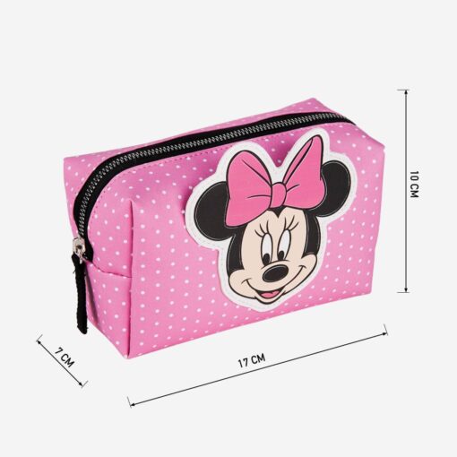 Estojo Necessaire - Minnie C/ Laço Rosa e Pontinhos Brancos - Minnie Mouse, 8445484161908