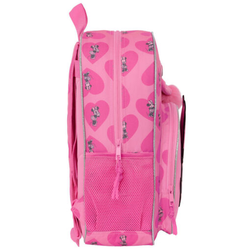 Mochila Escolar Rosa C/ Pom Pom e Corações 42cm "Loving" - Minnie, 8412688525102