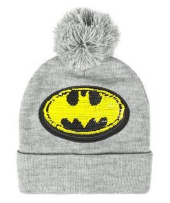 Gorro Cinzento c/ Símbolo em Lantejoulas e Pompom - Batman, 8427934437023