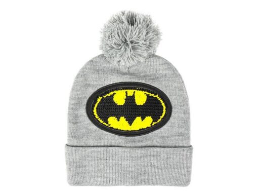 Gorro Cinzento c/ Símbolo em Lantejoulas e Pompom - Batman, 8427934437023