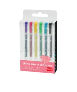 Conjunto de 6 Mini Canetas com Glitter 