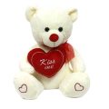 Peluche Urso Branco c/ Laço e Coração 50cm "Kiss Me" - Image 1